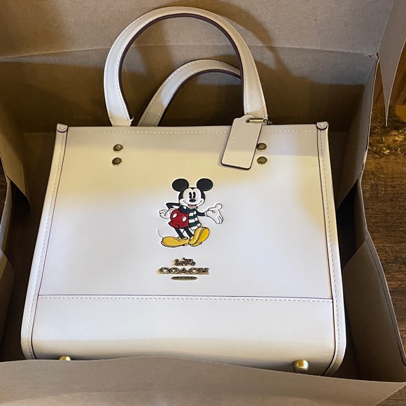 NWT Coach Cream Mickey Mouse Bag Crossbody Coach X Disney Dempsey Tote 22 - Picture 14 of 17